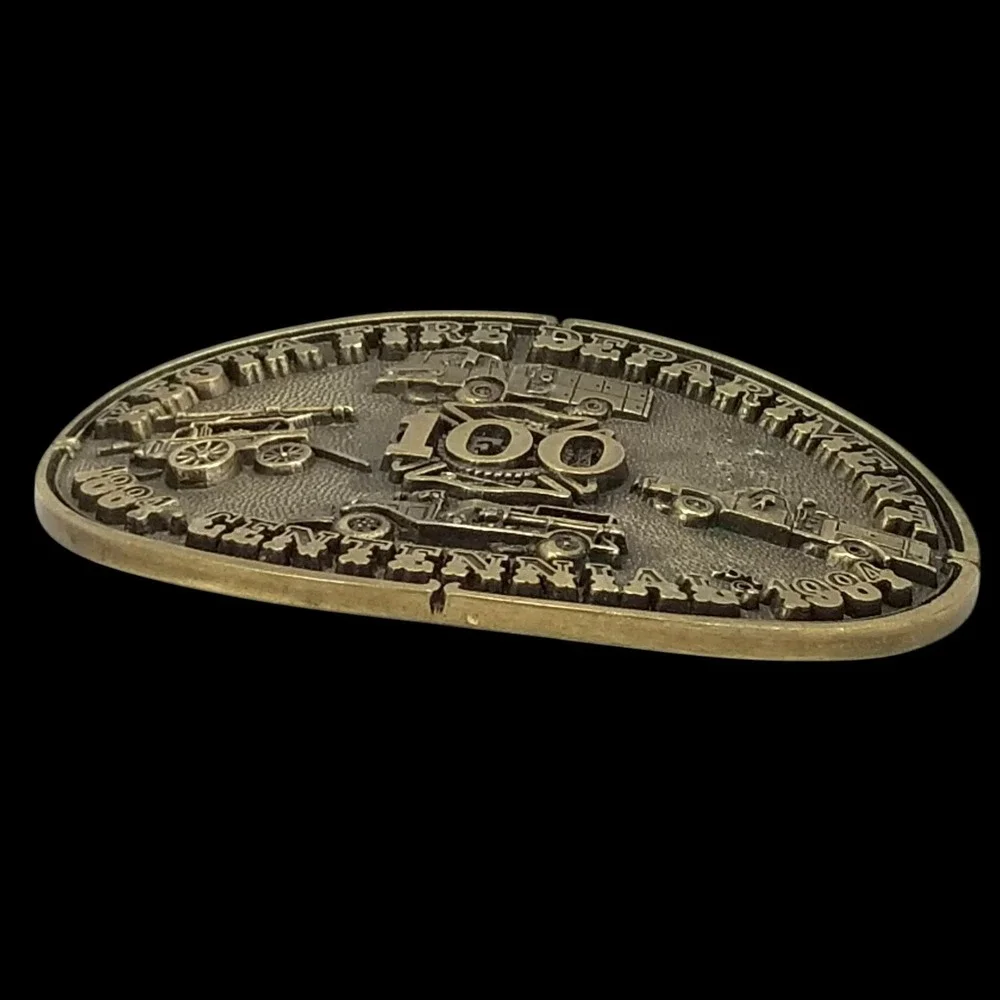 Keota Fire Department Centennial‎ 1884-1984 Solid Brass Belt Buckle By ADM USA